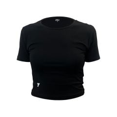 Siyah Kısa Kollu Basic Crop Tişört
