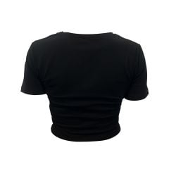 Siyah Kısa Kollu Basic Crop Tişört