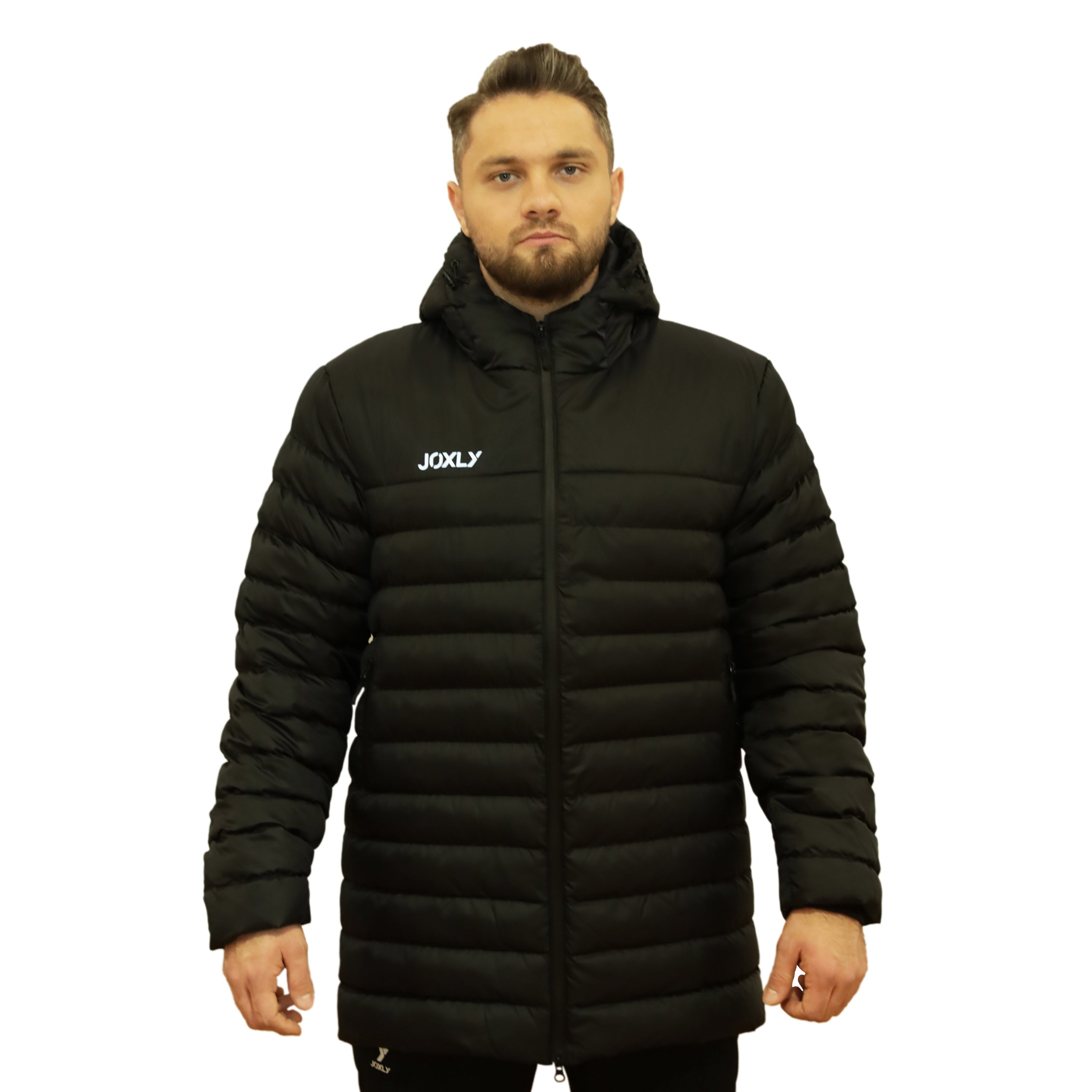 Unisex Kapüşonlu Siyah Şişme Mont