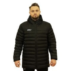 Unisex Kapüşonlu Siyah Şişme Mont