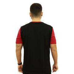 Siyah Kırmızı Bisiklet Yaka Tişört