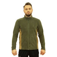Çift Renk Haki-Camel Tam Fermuarlı Unisex Polar