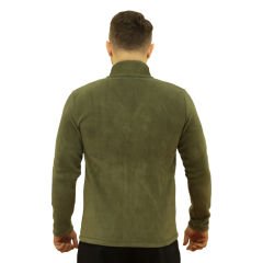 Çift Renk Haki-Camel Tam Fermuarlı Unisex Polar
