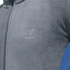 Çift Renk Gri-İndigo Tam Fermuarlı Unisex Polar