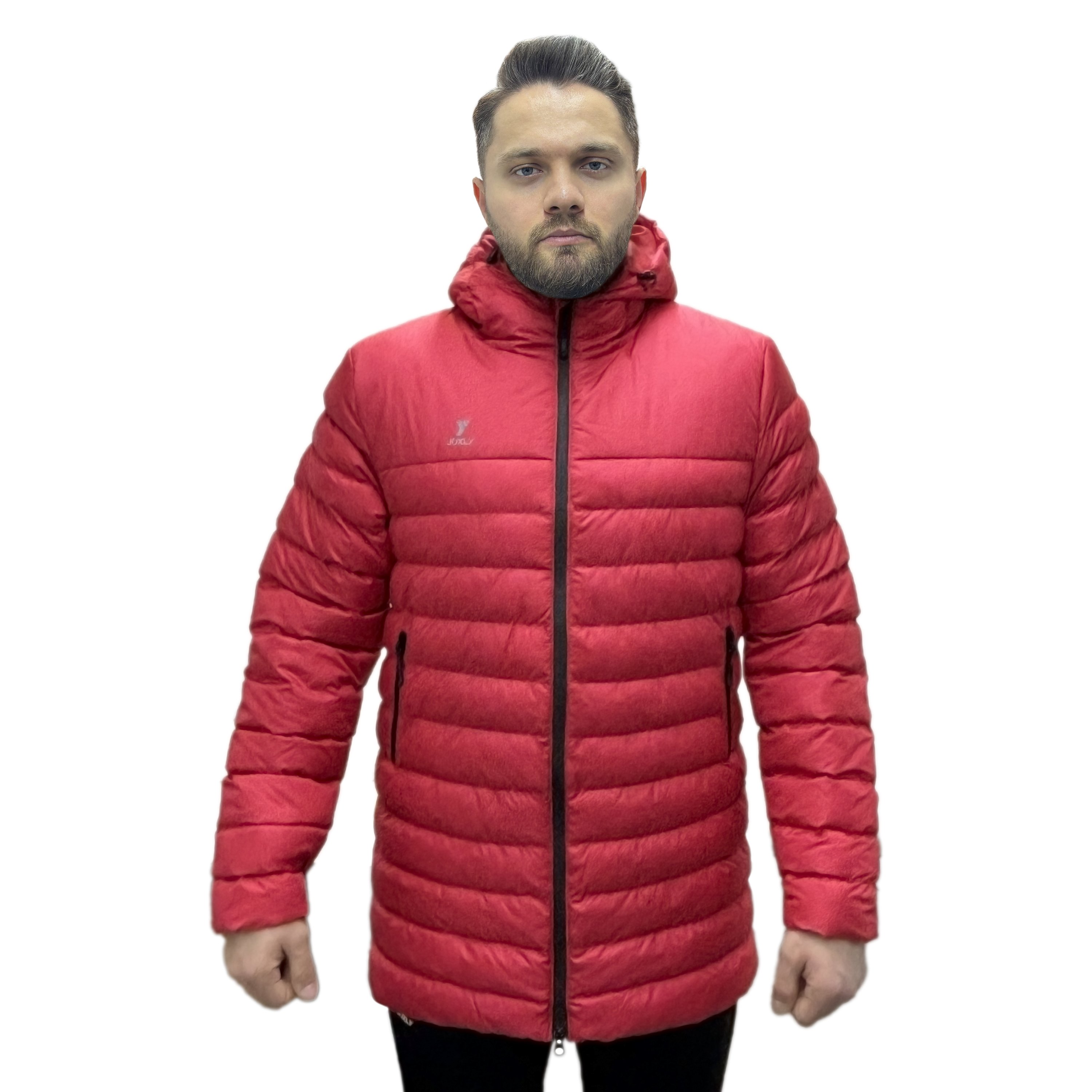 Unisex Kapüşonlu Kırmızı Şişme Mont